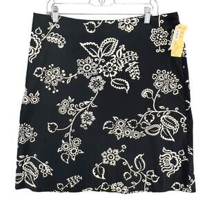 Vintage CC Outlaw Skirt Womens Size XL Black Danish Floral A Line Career Classic